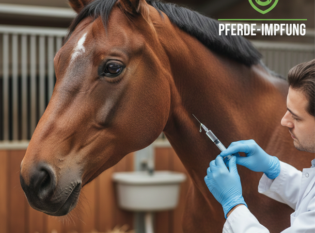 Tierarzt impft ein Pferd mit einer Spritze